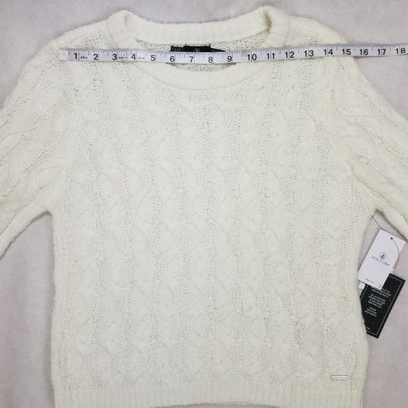 Volcom Sweater Small White Cable Knit Cropped - Picture 5 of 14